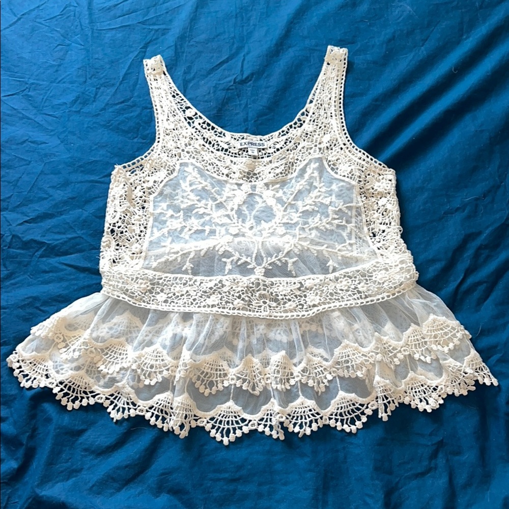 Express White Sleeveless Peplum Blouse